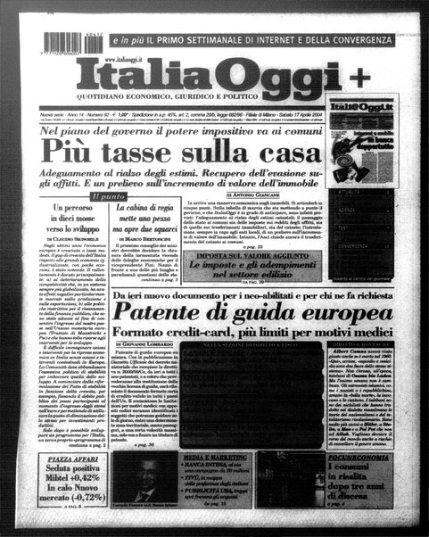 Italia oggi : quotidiano di economia finanza e politica